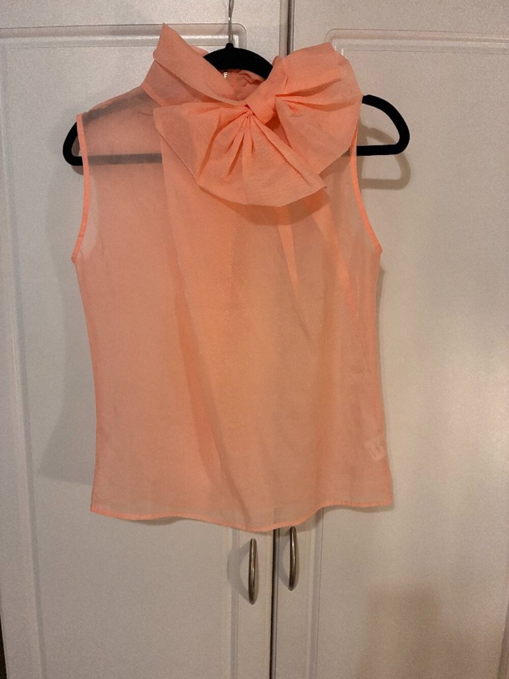 NWT Gracia Elegant Sleeveless Organza Top in Coral/Peach (M)
